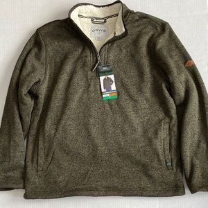 Orvis Men’s 1/4 zip Green Sherpa Lined Pullover XL